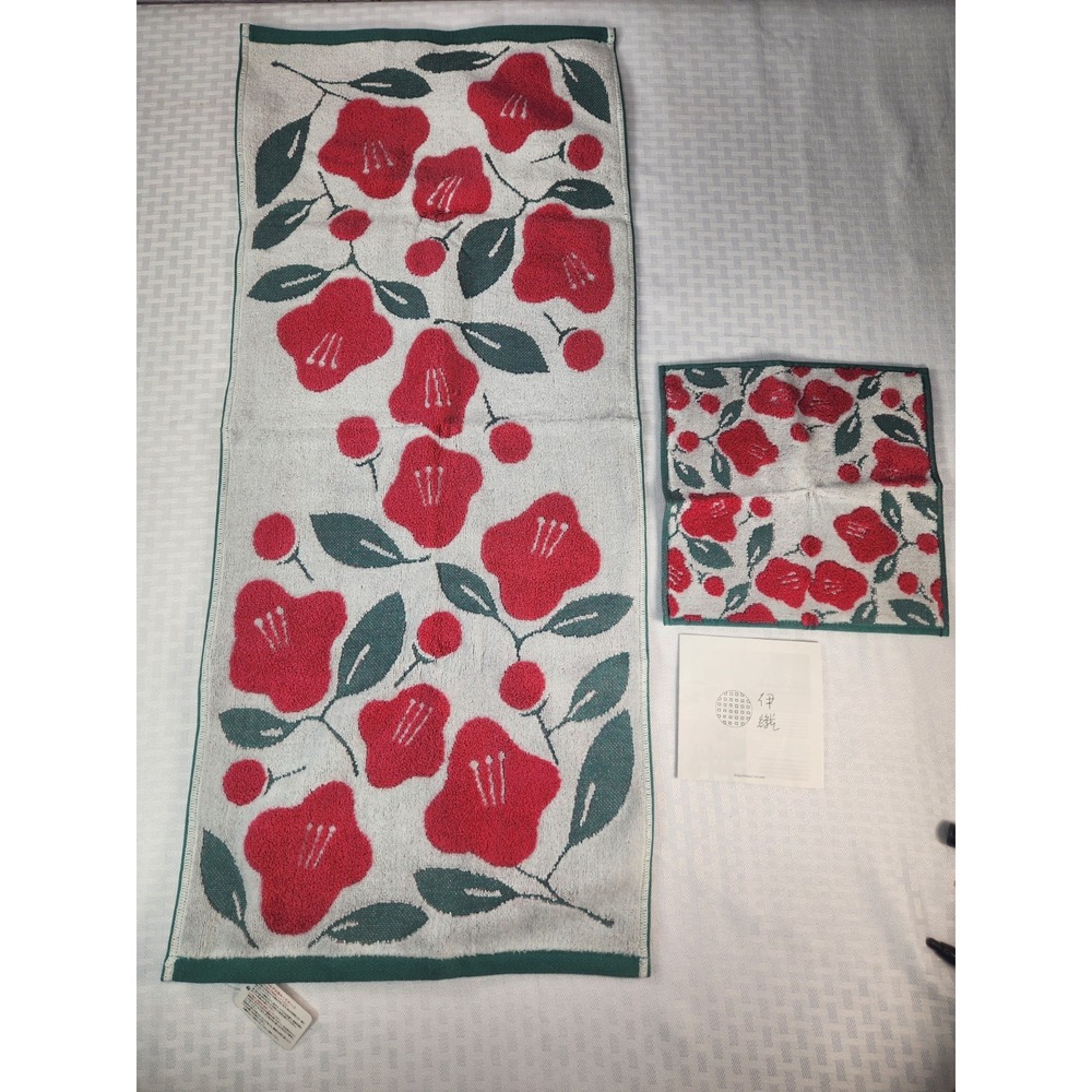 NEW Imabari Towel Iori Tsubaki Camellia Set Face Towel Handkerchief Japan NWT